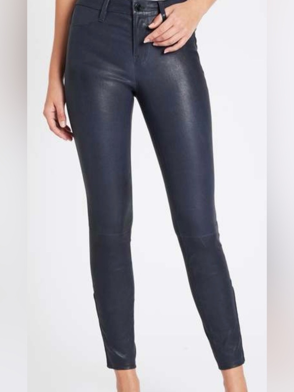 J BRAND Genuine Lamb Leather Skinny Jeans with Ankle Zippers
